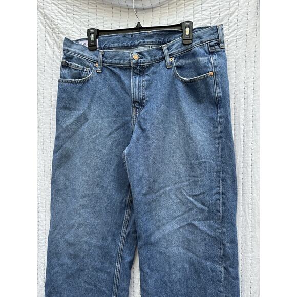 Gap Low Rise Stride Wide Leg Jeans 14 Regular 32 Released Hem Y2K Baggy Grunge - Picture 5 of 13